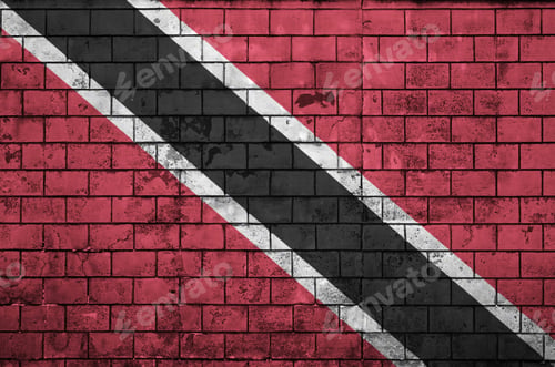Preview: Trinidad and Tobago flag is painted onto an old brick wall