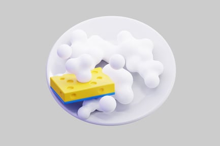 Preview: 3D Sponge and Soap Suds on Plate