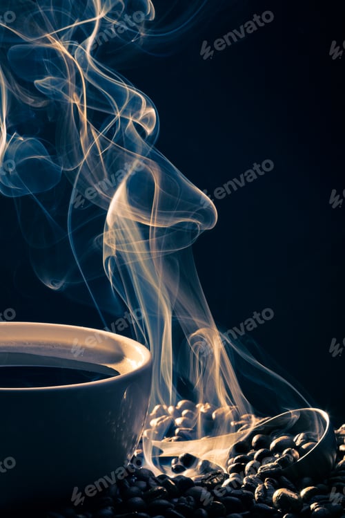Preview: Blue smoke from cup of coffee