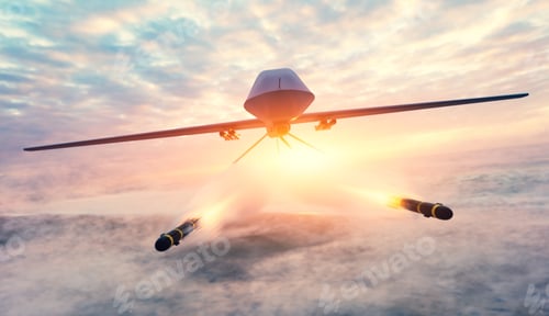 Preview: Military combat drone UAV launching missiles