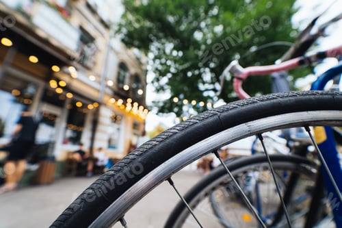 Preview: Bike Wheels close up on the street