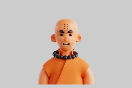 Preview: Cartoon monk with beads