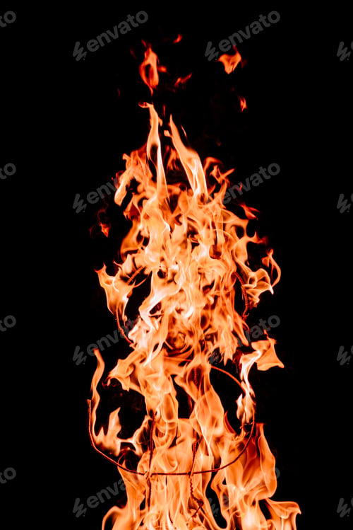 Preview: close up view of burning dollar sign isolated on black