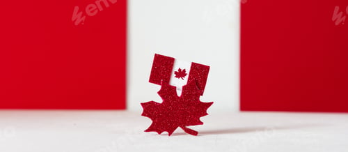 Preview: Happy Canada Day. Patriotic Independence Day celebration with flag symbol of red maple during the