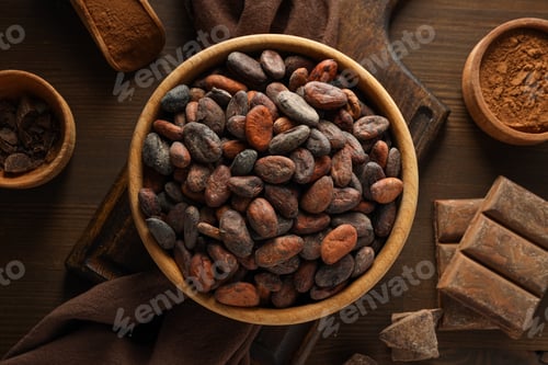 Preview: Concept of fresh and aromatic food - cacao beans
