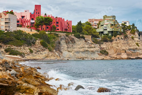 Preview: Spanish mediterranean coastline in Alicante. Red wall. Spain