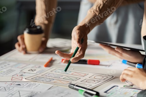Preview: Creative UX UI Design Brainstorming Session with Designers Collaborating on Wireframes and