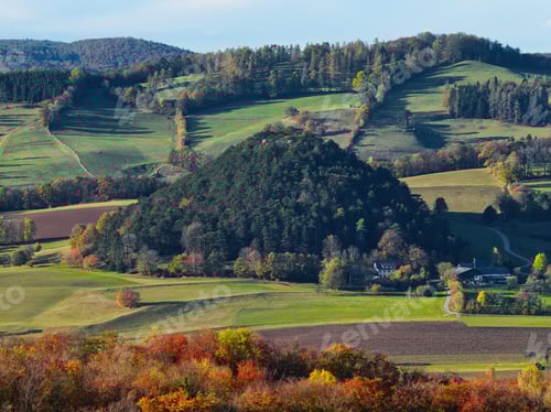 Preview: Beautiful autumn view from Peilstein mountain on the hills and nature around, Austria