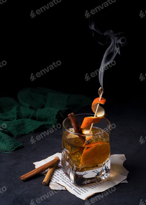 Preview: Vertical shot of a glass of a spirit drink