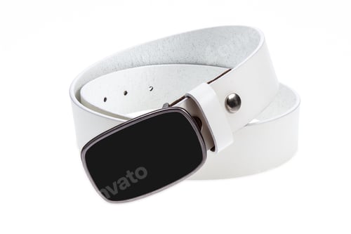 Preview: Leather white belt with black buckle