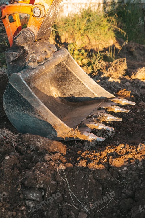 Preview: Detail of the shovel on a backhoe excavator