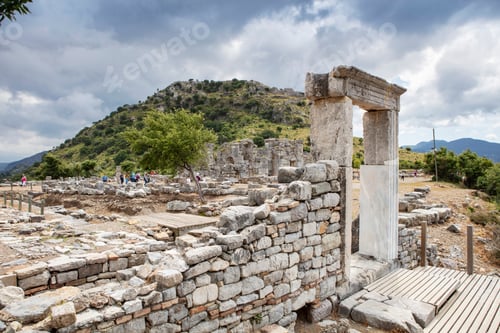 Preview: Turkey touristic area Dalyan Ortaca, Kaunos rock tombs in Dalyan, ancient city of Kaunos, Turkey.