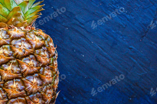 Preview: Pineapple, Ripe And Juicy Tropical Fruit Menu Concept Food Background Keto Or Paleo Diet. Top View