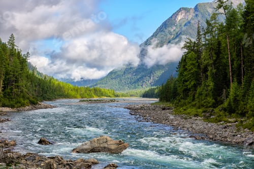 Preview: Low Scattered Clouds over a Tumultuous River