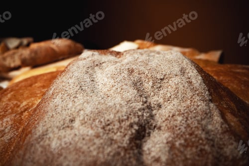 Preview: Macro shot of freshly baked bread loaf