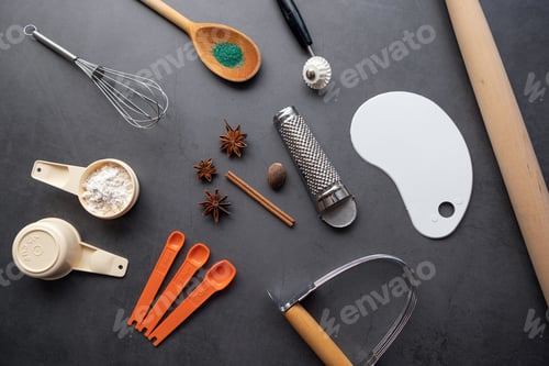Preview: Flat lay cooking or baking concept.