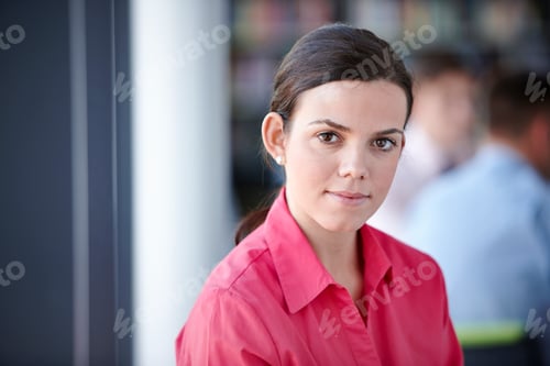 Preview: Professional Woman Portrait Confidently Poses in Office