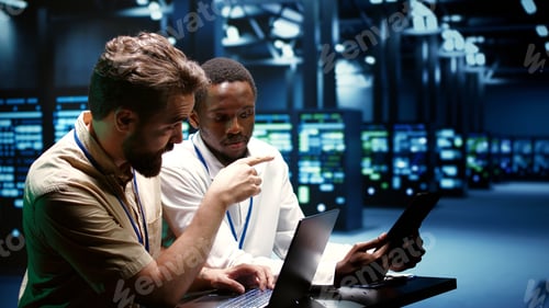 Preview: Colleagues running data center tests