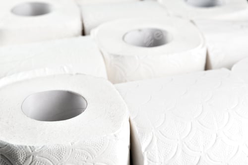 Preview: Simple toilet paper, close up side view