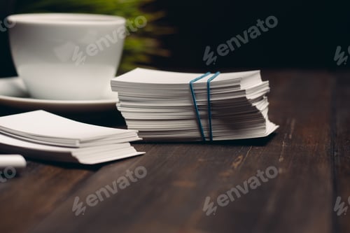 Preview: business cards desktop pen office letterhead wooden table