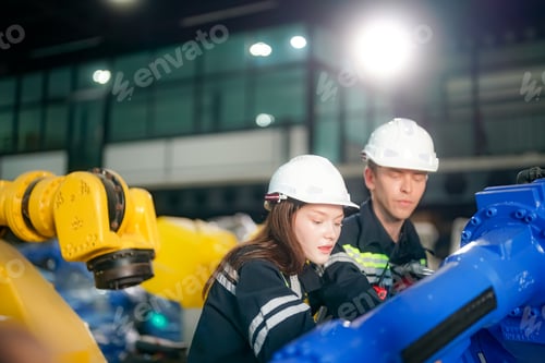 Preview: Engineer testing a robotic production simulator in robotics research facility