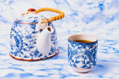 Preview: Teapot and cup of china blue chinese porcelain tea.