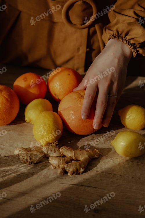 Preview: Woman cutting fruits on a cutting board