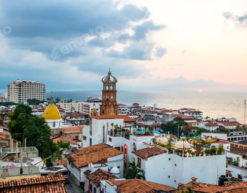 Preview: Downtown Puerto Vallarta at sunset - Puerto Vallarta, Jalisco, Mexico
