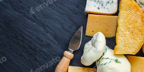 Preview: Cheese Assorted Different Types And Grades Meal On The Table Tasty Serving Size Top View Copy Space