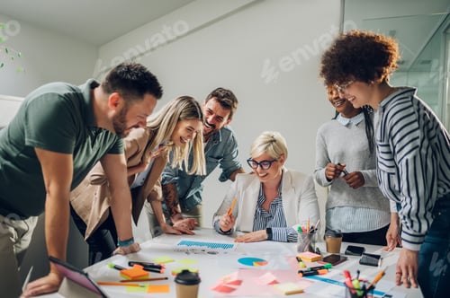 Preview: Multiracial business team on a meeting in a modern bright office
