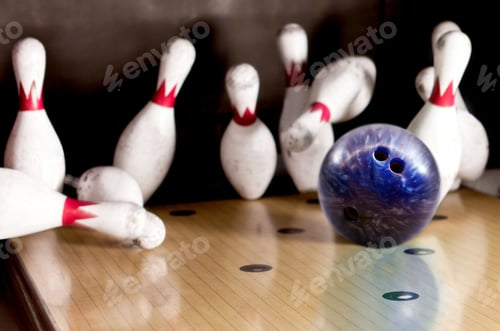 Preview: Bowling Strike - Ball Hitting Pins In The Alley