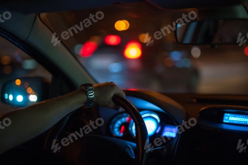 Preview: The man drive a car in the night time