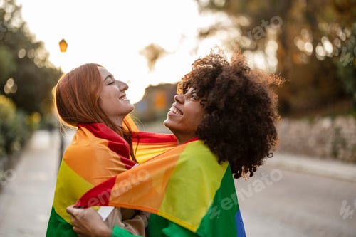 Preview: Joyful Friends multiracial with Rainbow Flag