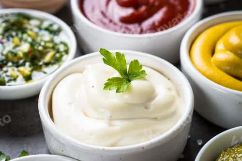 Preview: Sauce set assortment - mayonnaise, mustard, ketchup and others.