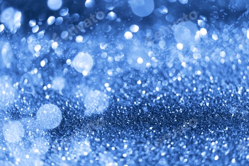 Preview: Holiday abstract texture. Christmas card with copy space. Сlassic blue background bokeh, defocused