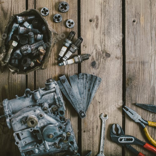 Preview: Carburetors for a car engine with tools