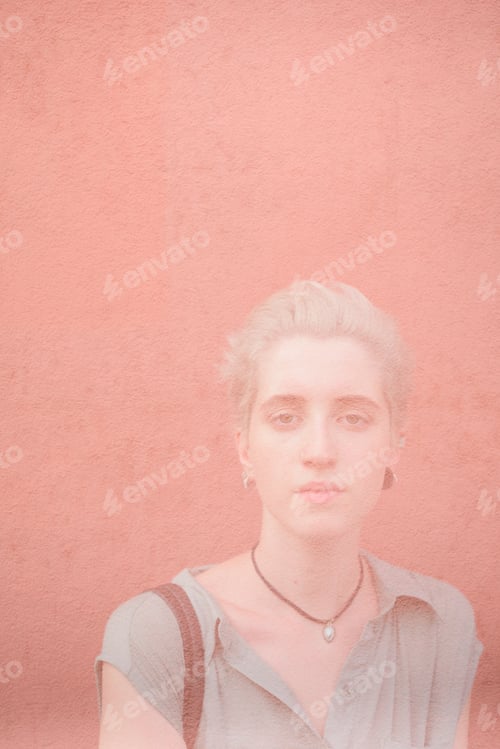 Preview: Double exsposure portait young woman