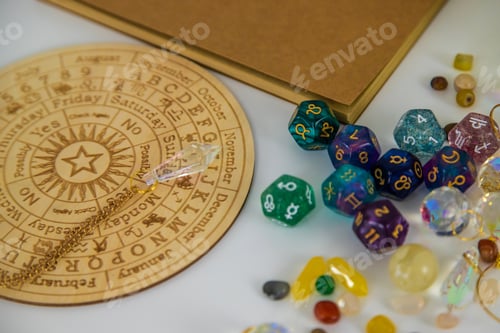 Preview: Numerology numbers on the table astrology. Selective focus.