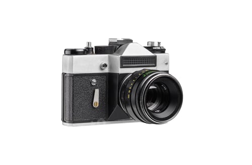 Preview: Retro analog camera on white isolated background