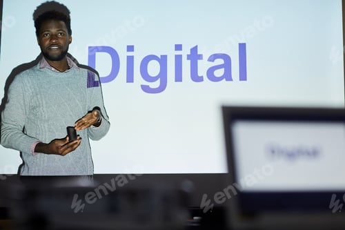 Preview: Man presenting digital project to investors