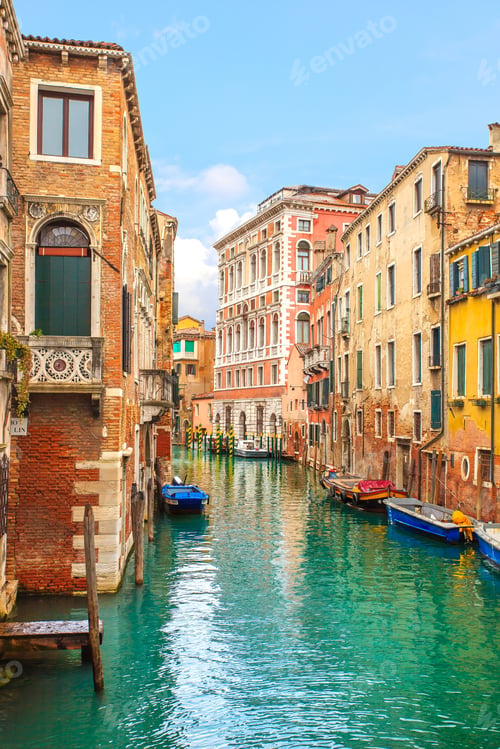 Preview: Venice cityscape, water canal and traditional buildings. Italy