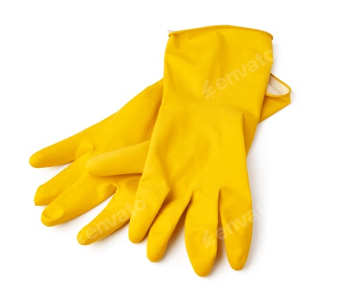 Preview: Latex protective gloves isolated on white background
