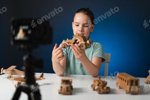 Preview: Young boy video blogger making stream with his followers