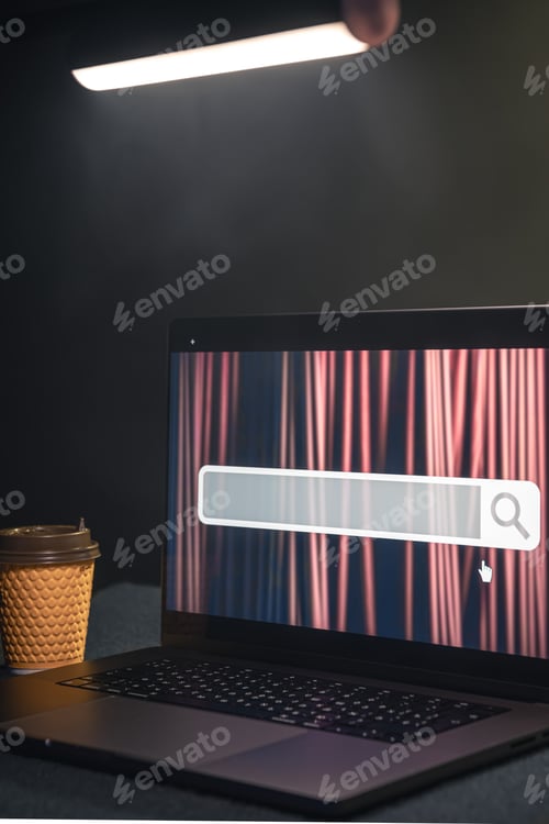 Preview: Laptop with internet browser search bar on screen.