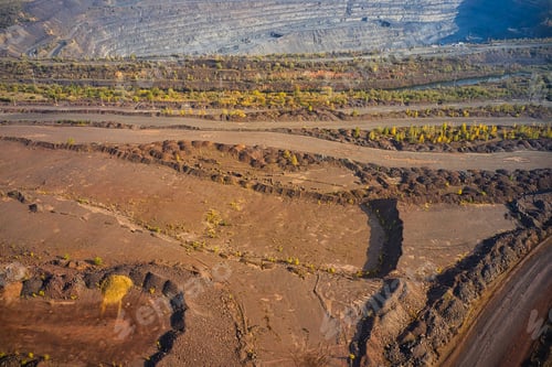 Preview: Aerial view of southern mining factory, mine quarry in Ukraine