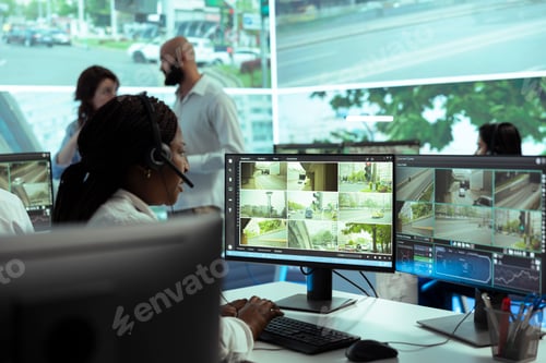 Preview: African american dispatch operator uses satellite sensors system