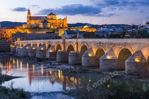 Preview: Cordoba, Spain view of the Roman Bridge and Mosque-Cathedral at