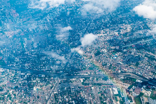 Preview: Aerial view landscape of Bangkok city in Thailand with cloud