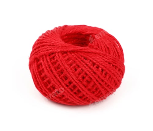 Preview: One red twine jute coil bobbin isolated on white