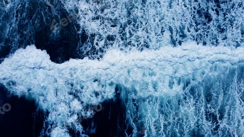 Preview: Beautiful top-view dark blue sea water wave texture Aerial view top-down
